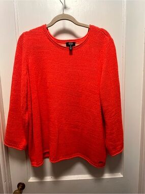 Jones New York Women's Vibrant Coral Crewneck Sweater